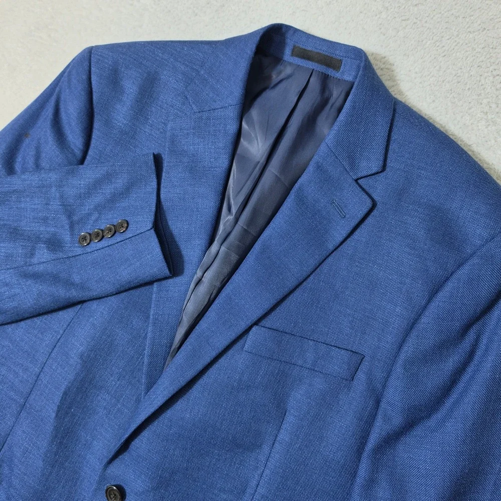 Lauren‎ Ralph Lauren Sport Coat Mens 43R Blue Linen Blend 2 Button Blazer